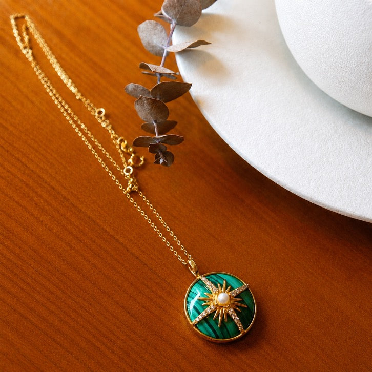 Zambian Green Compass Necklace
