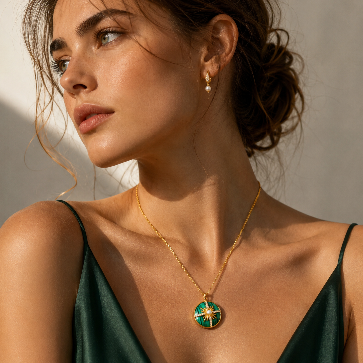 Zambian Green Compass Necklace